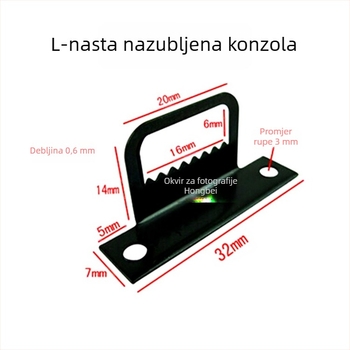 Crni T-oblik zupčasti kukice i L-oblik šarki za okvire za križno šivanje, pakiranje 200 komada
