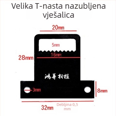 Crni T-oblik zupčasti kukice i L-oblik šarki za okvire za križno šivanje, pakiranje 200 komada