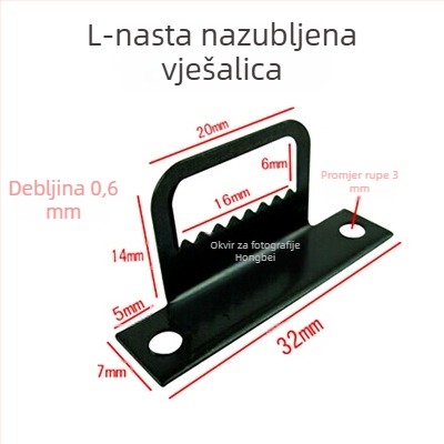 Crni T-oblik zupčasti kukice i L-oblik šarki za okvire za križno šivanje, pakiranje 200 komada