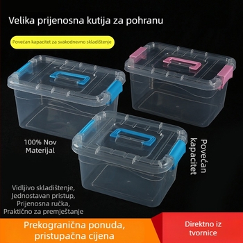 Prozirna plastična kutija za skladištenje kućnu organizaciju igračaka, velika kapaciteta, prijenosna, poklopac sa zatvaranjem, otporna na vlagu i prašinu