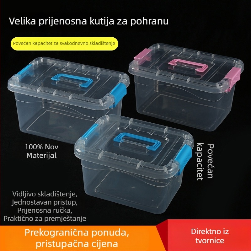Prozirna plastična kutija za skladištenje kućnu organizaciju igračaka, velika kapaciteta, prijenosna, poklopac sa zatvaranjem, otporna na vlagu i prašinu