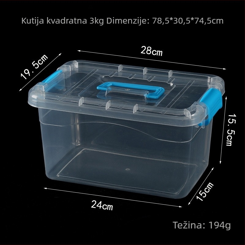 Prozirna plastična kutija za skladištenje kućnu organizaciju igračaka, velika kapaciteta, prijenosna, poklopac sa zatvaranjem, otporna na vlagu i prašinu