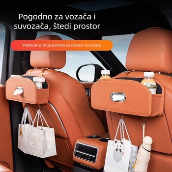 Organizator stražnjeg dijela automobila s kutijom za maramice, držačem za čaše i kukom za odlaganje