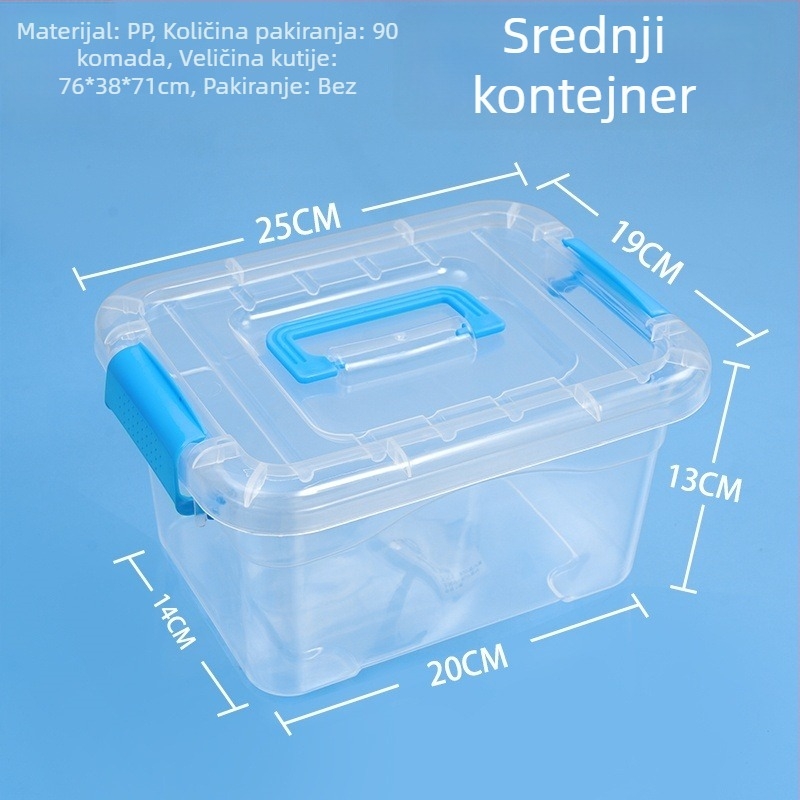 Prozirna kutija za pohranu s poklopcem, prijenosna PP plastična kutija za blokove, igračke i druge predmete