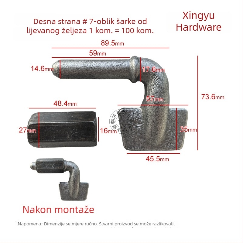 Zavareni visokostrani šarnir za kamion, odvojivi šarnir za visoke bočne ploče, sedmerolistni šarnir za odjel za teret