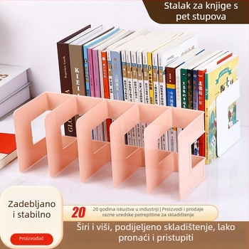 Stojak za knjige s pet kolona za stolno korištenje