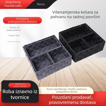 Ručno izrađeni koš za pohranu od polipropilenskih vlakana i tkanog tekstila, bezvremenski dizajn