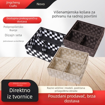 Ručno izrađeni koš za pohranu od polipropilenskih vlakana i tkanog tekstila, bezvremenski dizajn