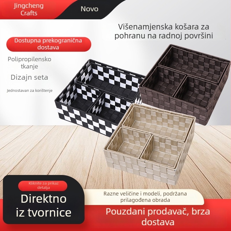 Ručno izrađeni koš za pohranu od polipropilenskih vlakana i tkanog tekstila, bezvremenski dizajn