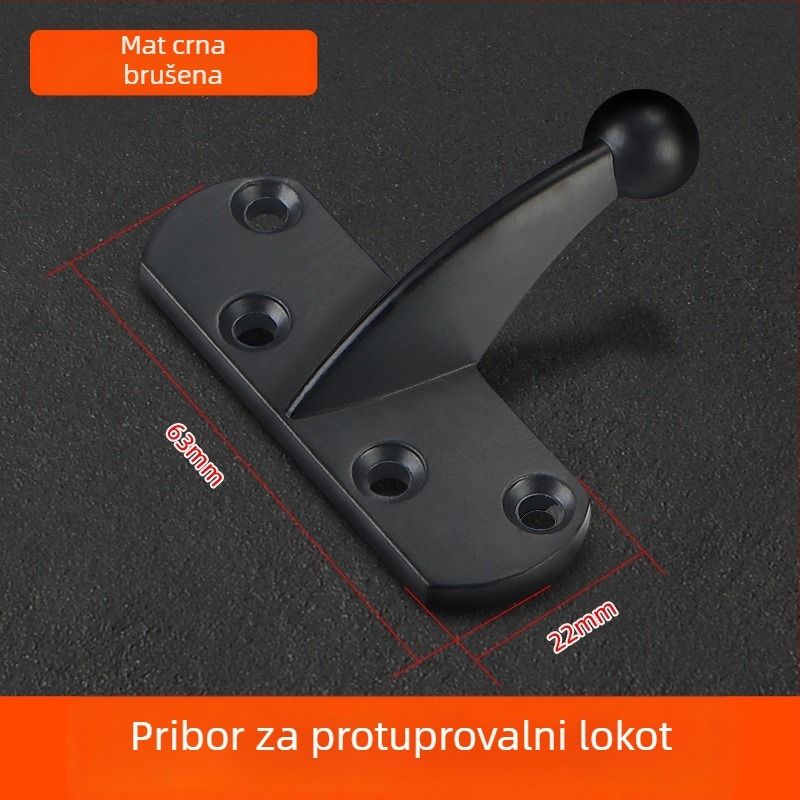 Kuka od legure protiv krađe za vrata, univerzalna prilagodba, elektroplatirani završetak