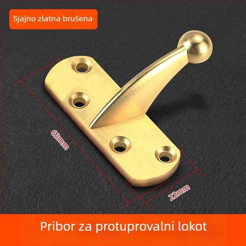 Kuka od legure protiv krađe za vrata, univerzalna prilagodba, elektroplatirani završetak