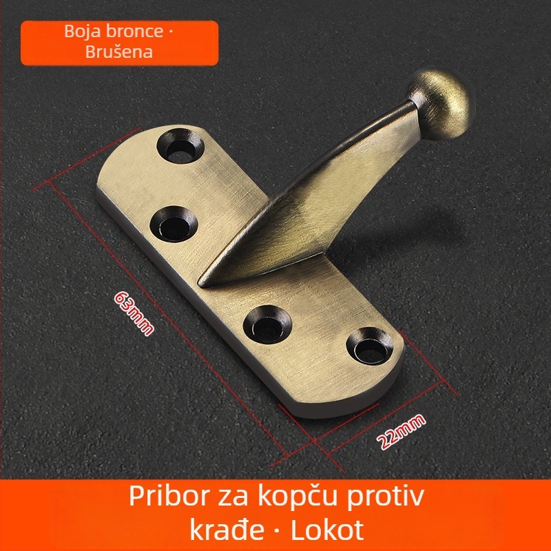 Kuka od legure protiv krađe za vrata, univerzalna prilagodba, elektroplatirani završetak