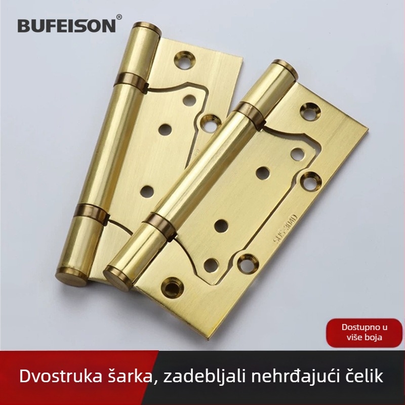 Nerđajući čelični šarke za drvena vrata, šarke za glavna vrata, šarke s dvostrukim listom, unutarnja vrata, moderni minimalistički hardver, debljina 3 mm
