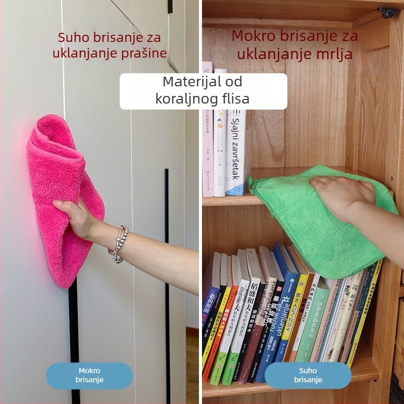 Kuhinjska mikrovlaknena krpa za staklo i površine, dvostruka upotreba – suho/vlažno, upija, bez vlakana, uzorak ribljih ljuski
