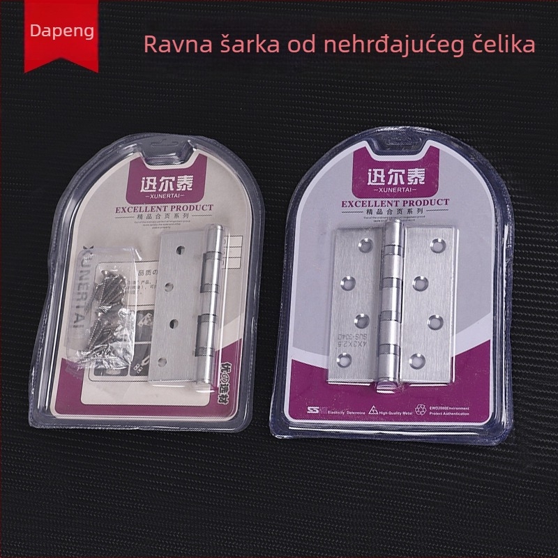 Šarnir od nehrđajućeg čelika za unutarnja drvena vrata, plosnati šarnir, tiho ležajevi, ojačan, 4–5 inča