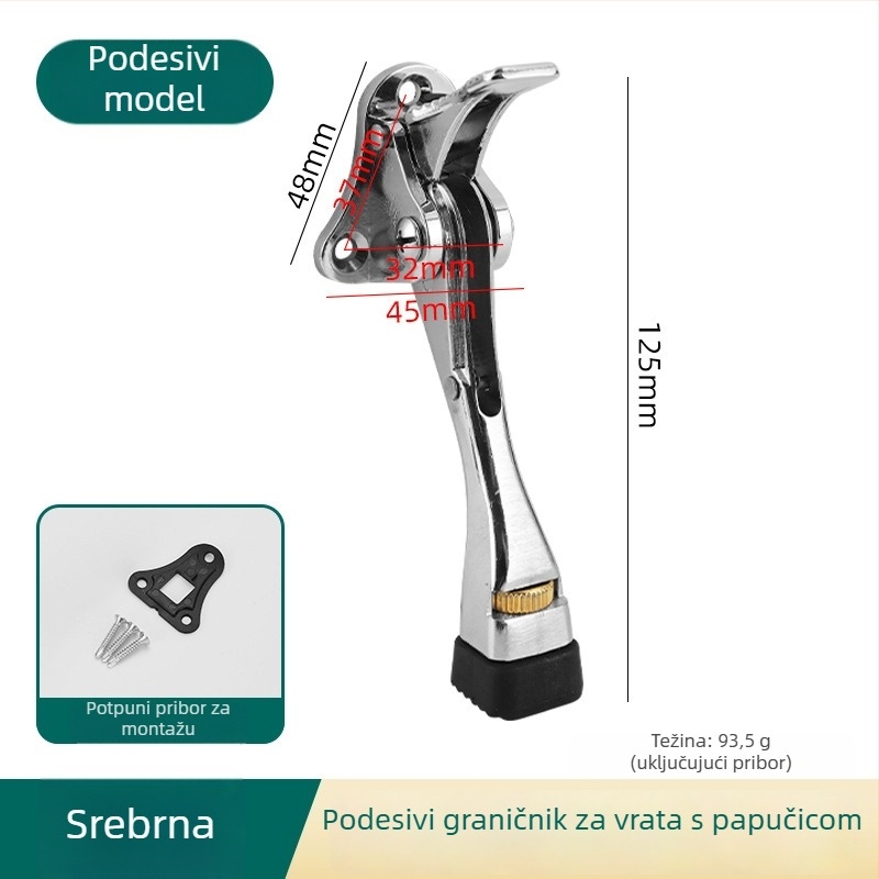 Prilagodljiv podkovasti doraz za vrata s gumom