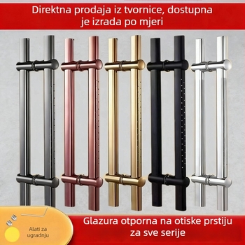 Prilagodljiva ručka od nehrđajućeg čelika s ravnim cijevnim profilom za klizna vrata, pogodna za drvena vrata i debela staklena vrata, set od 2 komada
