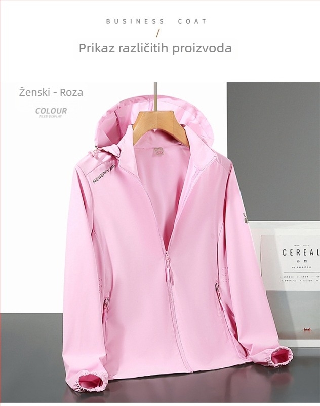 Unisex odjeća za sunčevu zaštitu s patentnim zatvaračem, lagani ljetni kardigan od Ice Silk, UV50+, prozračni, s odvojivom kapuljačom