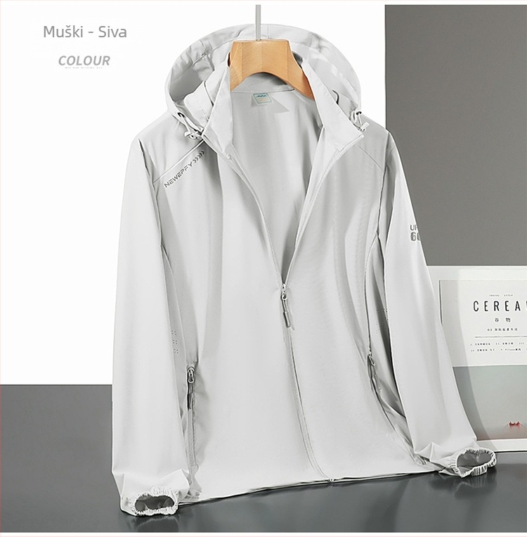 Unisex odjeća za sunčevu zaštitu s patentnim zatvaračem, lagani ljetni kardigan od Ice Silk, UV50+, prozračni, s odvojivom kapuljačom