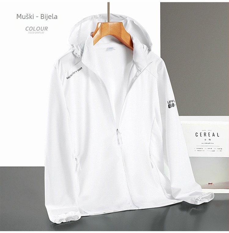 Unisex odjeća za sunčevu zaštitu s patentnim zatvaračem, lagani ljetni kardigan od Ice Silk, UV50+, prozračni, s odvojivom kapuljačom