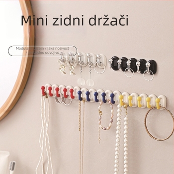 Mini kuka za kupaonicu na zid s držačem za nakit i kukama za ručnike i odjeću, zidni ljepilni nosač, moderan minimalistički dizajn
