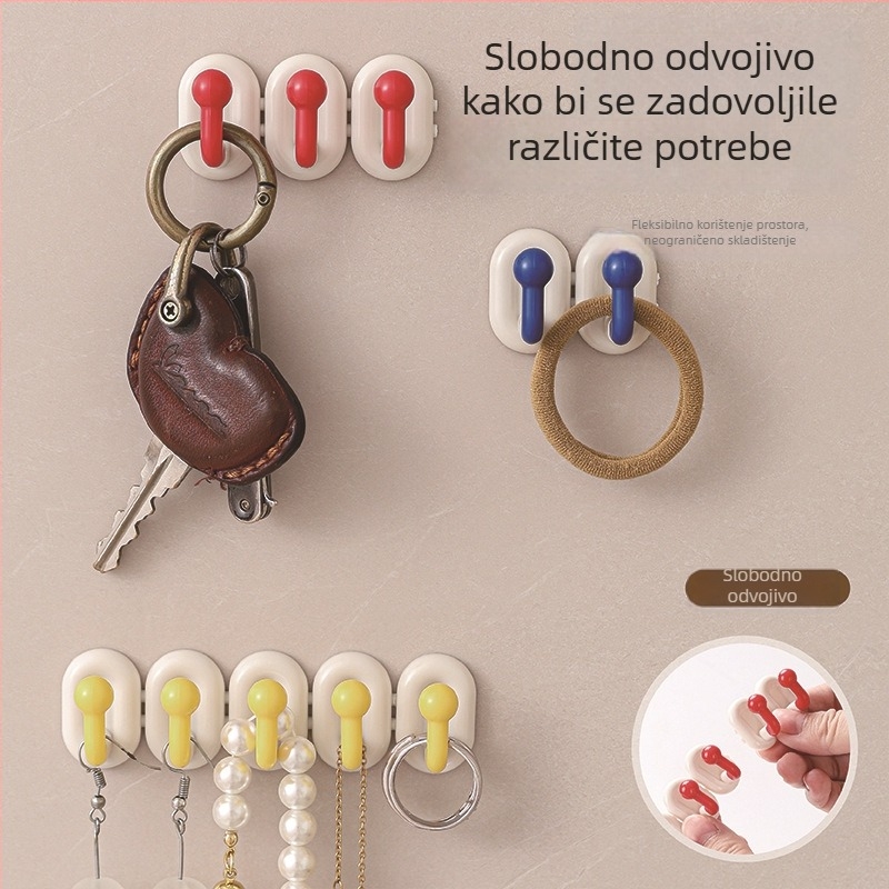 Mini kuka za kupaonicu na zid s držačem za nakit i kukama za ručnike i odjeću, zidni ljepilni nosač, moderan minimalistički dizajn