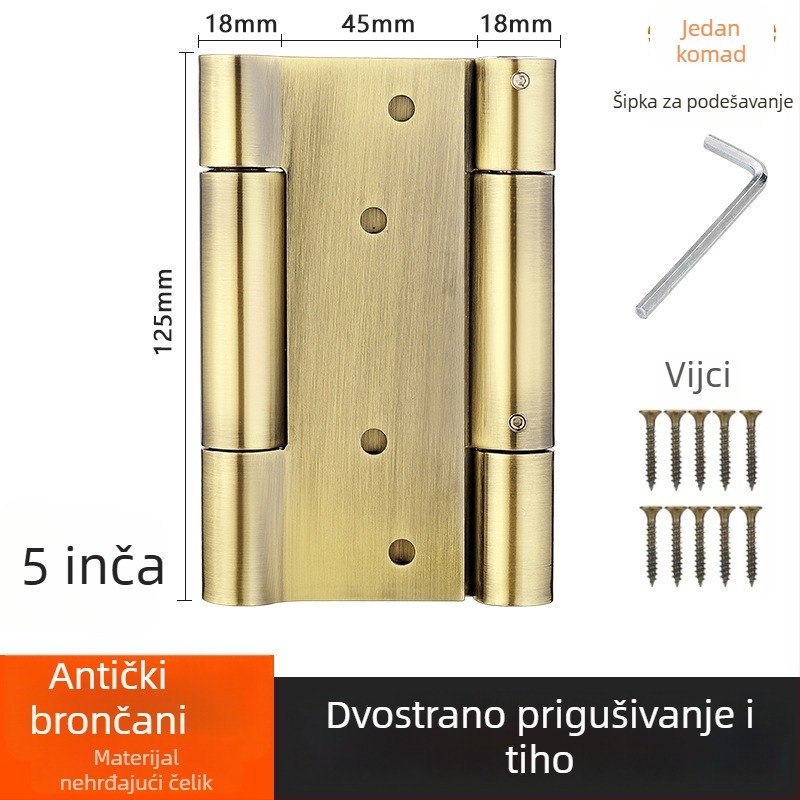 Nerđajući čelični dvostrani automatski zatvarač vrata s tlomom za vrata koja se otvaraju u oba smjera