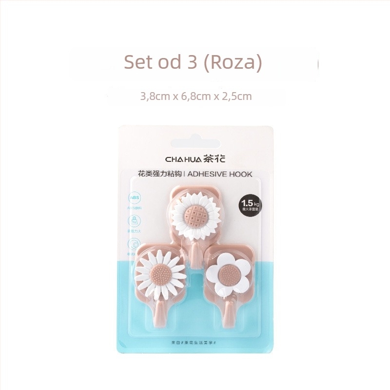 Camellia ljepljivi kuka za zid, bez tragova, sladak crtani dizajn, nosivost 5–10 kg, mini za dom