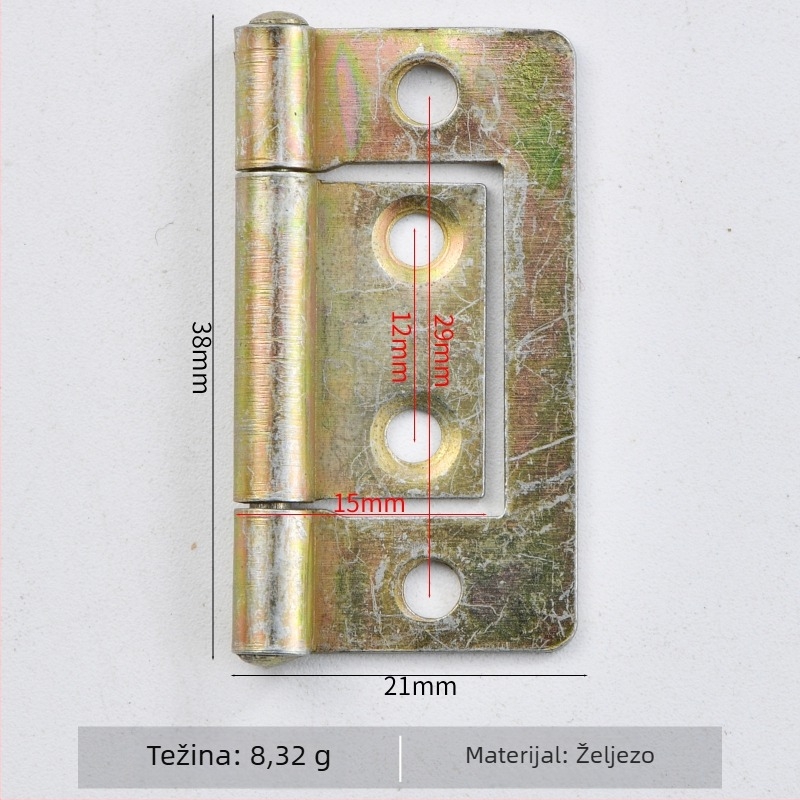 Željezni šarka za pakirne kutije, mali 38×21 mm, šarka u obliku slova H, model 1011