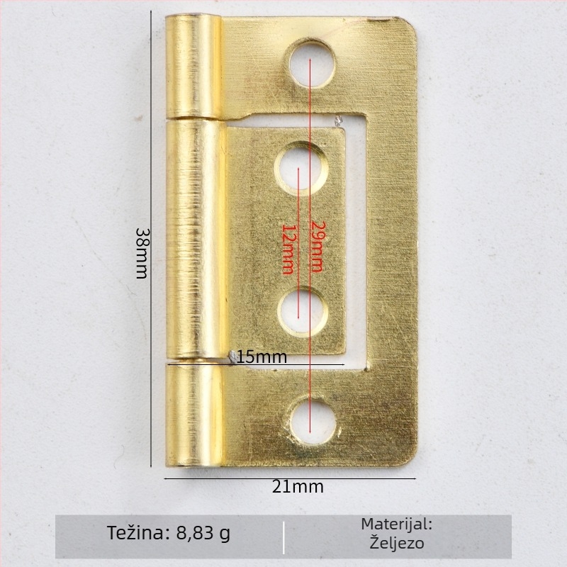 Željezni šarka za pakirne kutije, mali 38×21 mm, šarka u obliku slova H, model 1011