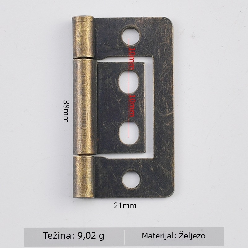 Željezni šarka za pakirne kutije, mali 38×21 mm, šarka u obliku slova H, model 1011