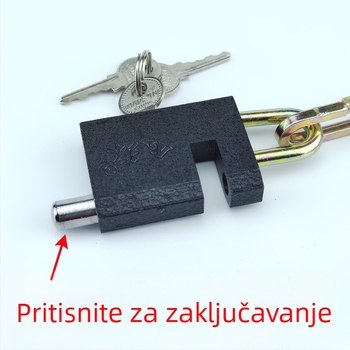 Stari tip željezni lančani lokot za bicikle, tricikle, vrata i ograde