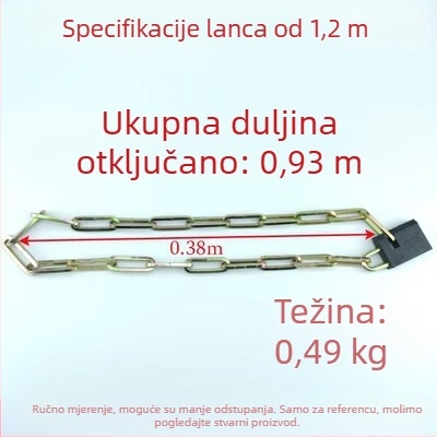 Stari tip željezni lančani lokot za bicikle, tricikle, vrata i ograde