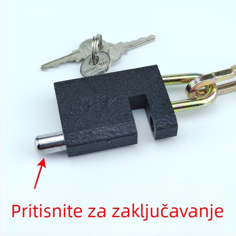Stari tip željezni lančani lokot za bicikle, tricikle, vrata i ograde