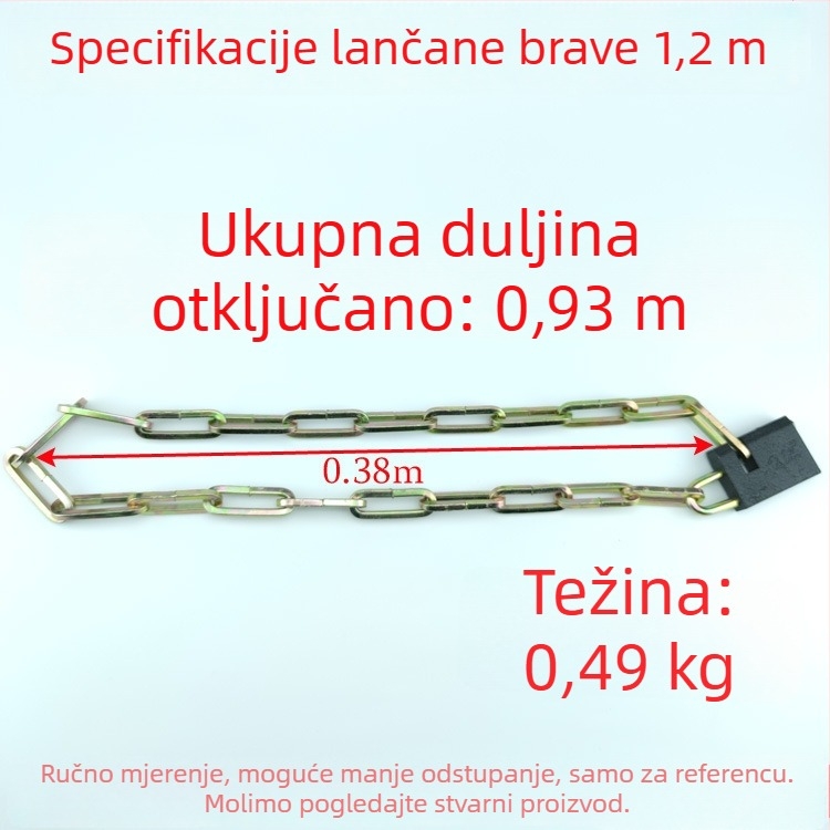 Stari tip željezni lančani lokot za bicikle, tricikle, vrata i ograde