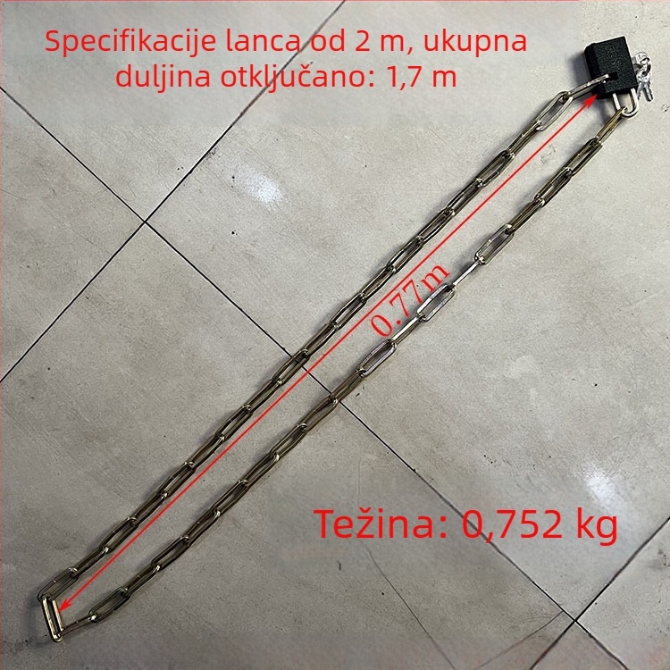 Stari tip željezni lančani lokot za bicikle, tricikle, vrata i ograde