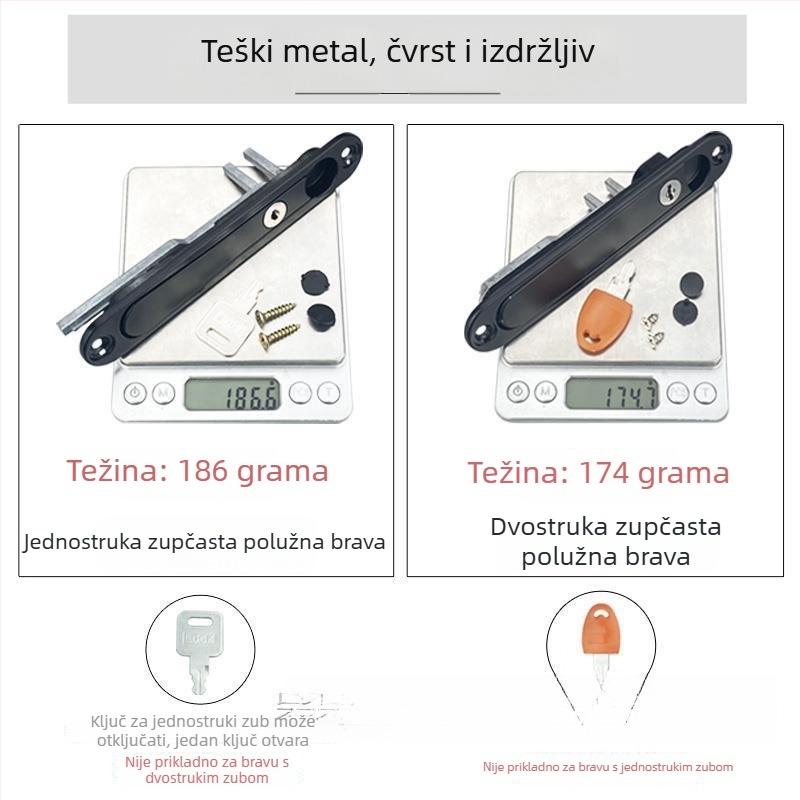 Zaključavanje za prozor s dijamantnom mrežom, skrivenom ručkom i ključem za unutarnje otvaranje prozora