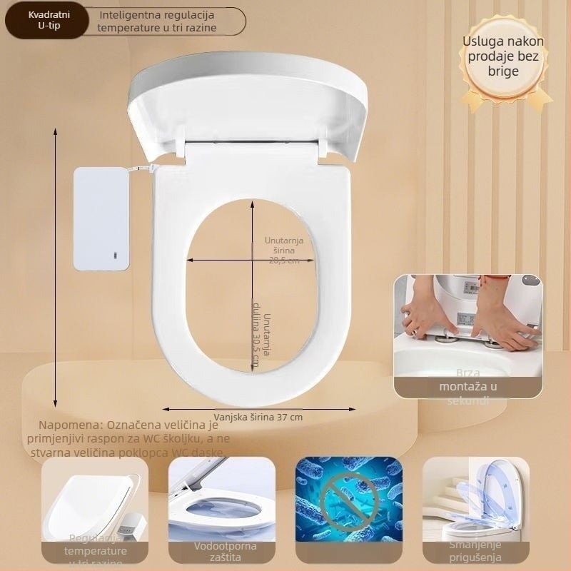 Odubao grijano WC-šalice, univerzalno električno pametno WC-šalice s U-oblikovanim prstenom