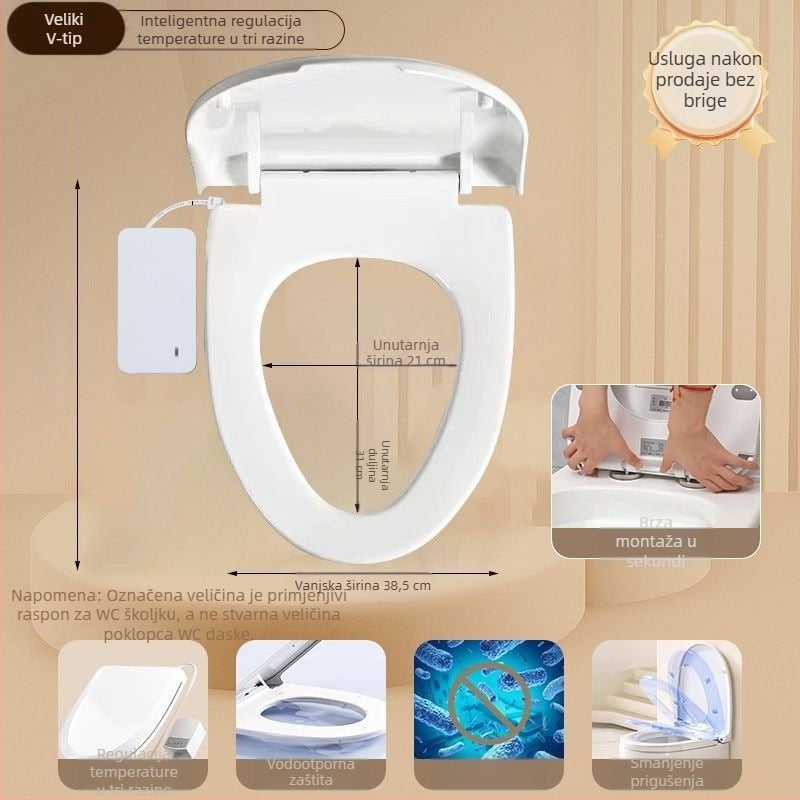 Odubao grijano WC-šalice, univerzalno električno pametno WC-šalice s U-oblikovanim prstenom