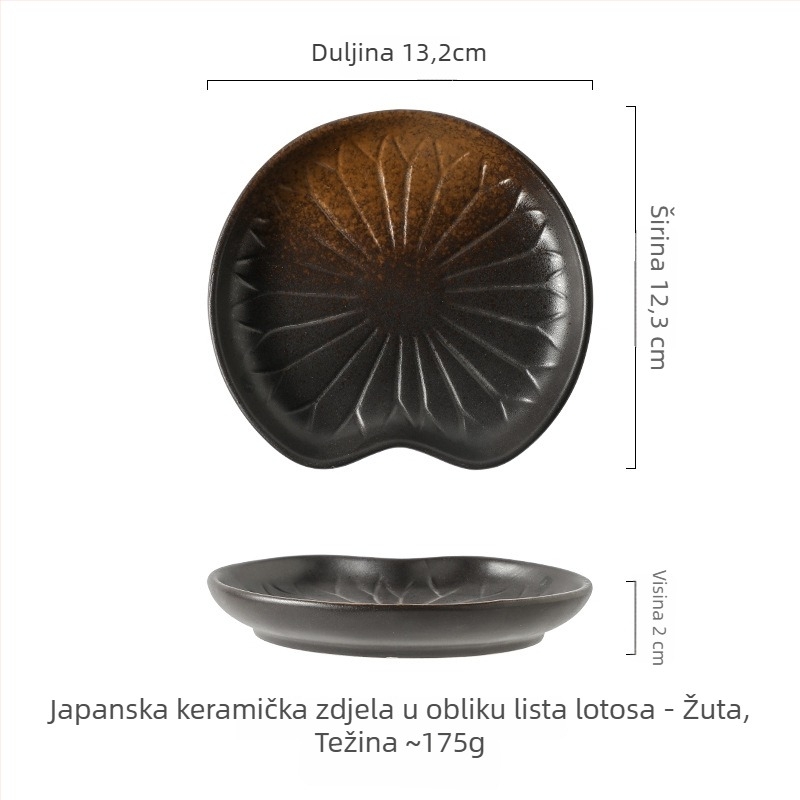 Porcelanski tanjur s listom lotosa, 5 inča, mali tanjur za sushi i desert, vintage stil posuđa