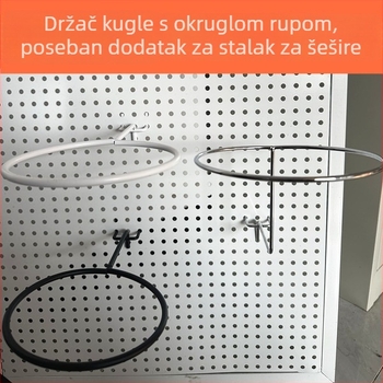 Željezni držač lopti i standardne kukice, set za perforiranu ploču s trostrukim kukama
