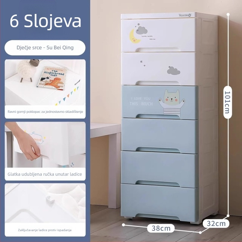 Dječji plastični ormar sa ladicama za igračke, višeslojno skladište