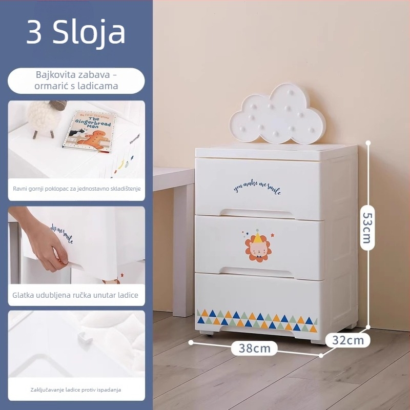 Dječji plastični ormar sa ladicama za igračke, višeslojno skladište