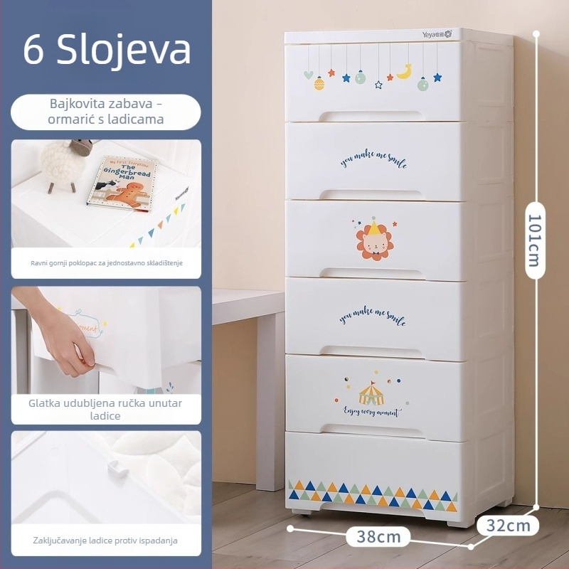 Dječji plastični ormar sa ladicama za igračke, višeslojno skladište