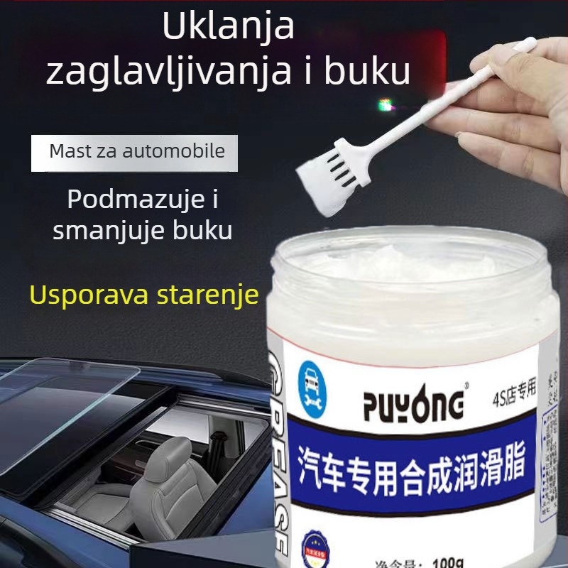 Mazivo za održavanje automobila za mehaničke šarke i vodilice, smanjuje zastoja i buku; bijelo ulje za vrata i krovni prozor, uz četkicu