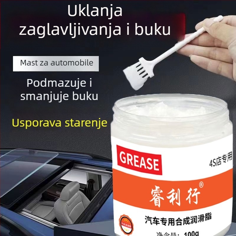 Mazivo za održavanje automobila za mehaničke šarke i vodilice, smanjuje zastoja i buku; bijelo ulje za vrata i krovni prozor, uz četkicu