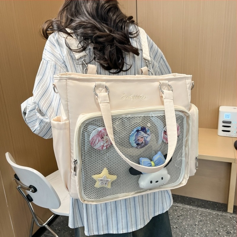Ženski gradski ruksak za svakodnevne potrebe i školu, japanski stil, tri načina nošenja: ruksak, torba preko ramena, crossbody torba.