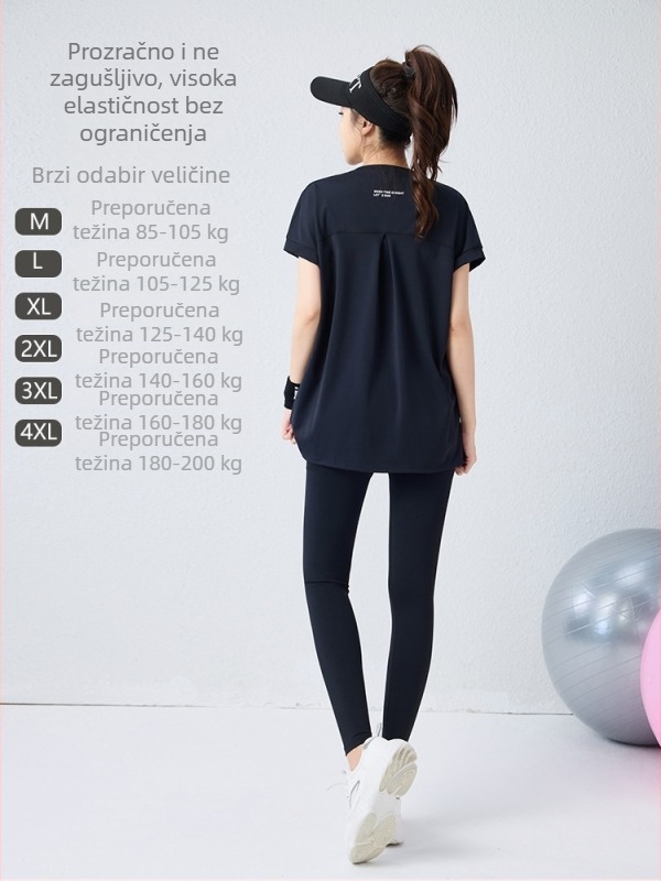 Novi ženski joga set u plus veličini, slobodan kroj, ljeto, na otvorenom, osvježavajući, prozračan, brzo suši za trčanje