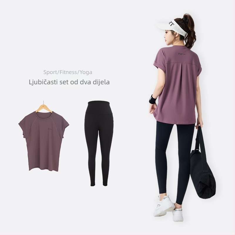Novi ženski joga set u plus veličini, slobodan kroj, ljeto, na otvorenom, osvježavajući, prozračan, brzo suši za trčanje
