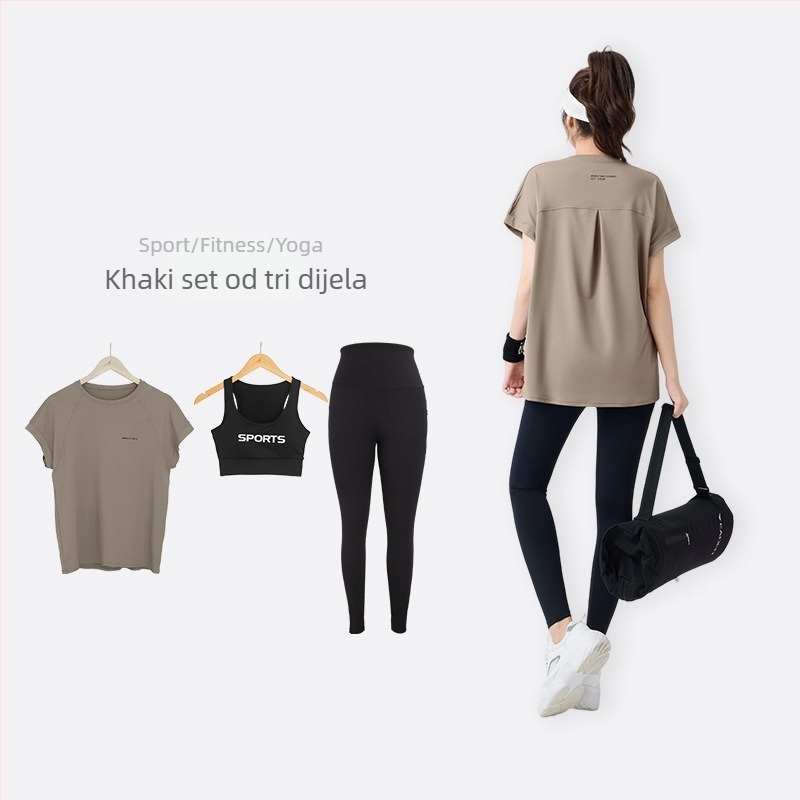 Novi ženski joga set u plus veličini, slobodan kroj, ljeto, na otvorenom, osvježavajući, prozračan, brzo suši za trčanje